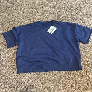 Daily Drills Crop Sleeve Crew Navy NWT